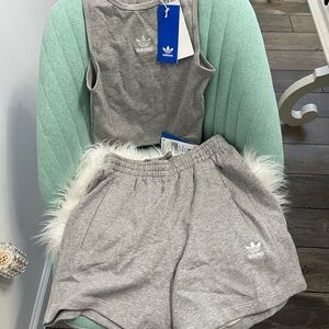 Adidas Kids Gray Shorts and Tank Set